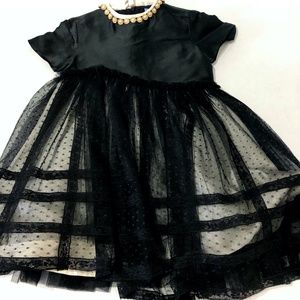 MI MI SOL / ITALY BLACK/WHITE PARTY DRESS/NECKLACE COLLAR SZ. 6YR
